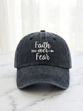 Black Ladies Faith Over Fear Embroidered Hat